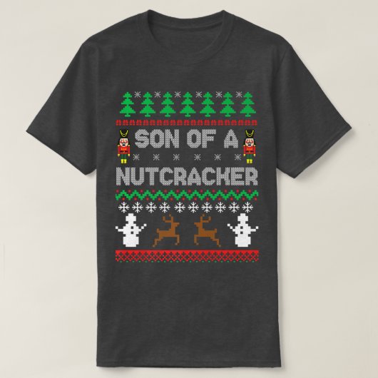 くるみ割り人形の醜いおもしろいクリスマスセーターPの息子 Tシャツ (デザイン正面)
