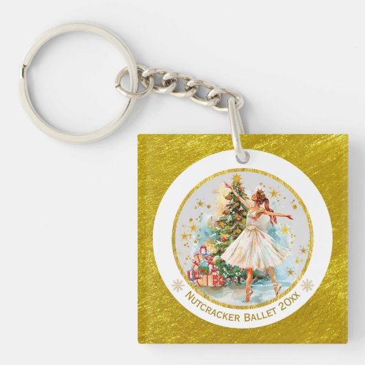 くるみ割り人形バレエ・バレリーナ - クリスマスの思い出に キーホルダー (正面)