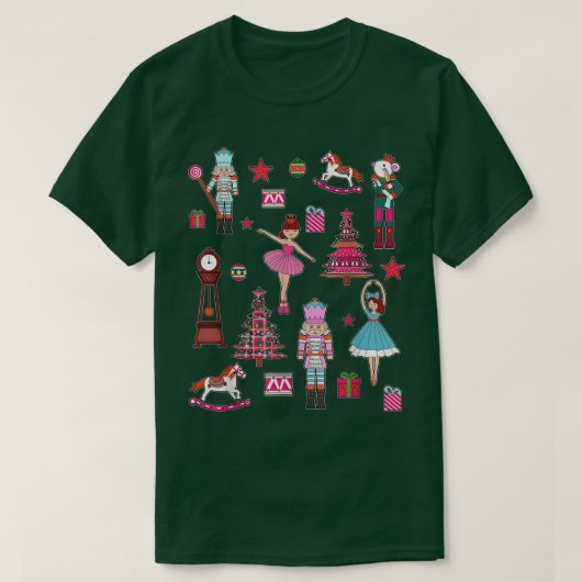 くるみ割り人形バレエ パステル バレエマニア クリスマス パジャマ Tシャツ (デザイン正面)