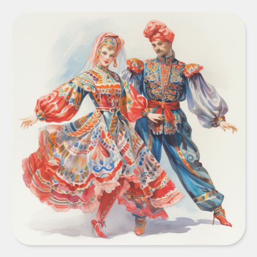くるみ割り人形バレエ ロシア人ダンサー スクエアシール (正面)