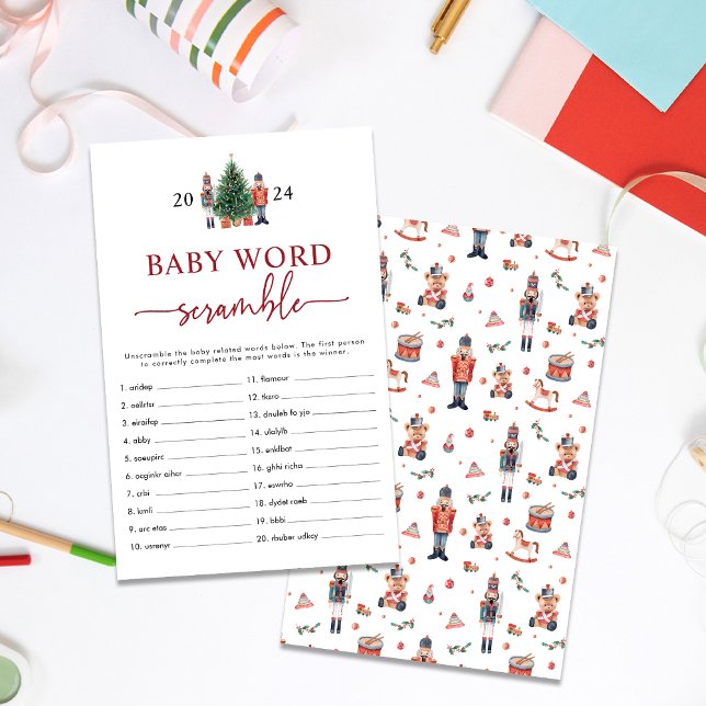 くるみ割り人形ワードスクランブルゲーム (Baby Word Scramble Holiday Nutcracker Baby Shower Game)