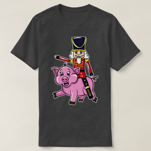 くるみ割り人形乗り豚 Tシャツ (デザイン正面)