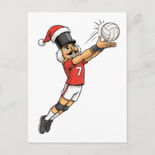 くるみ割り人形 バレーボール選手 ホリデースポーツ クリスマス インビテーションポストカード