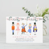 くるみ割り人形 ピンク 花のクリスマス パーティー 招待状 (スタンド正面)