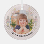 くるみ割り人形 フォト クリスマス かわいい ガラスオーナメント (正面)
