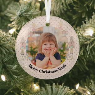くるみ割り人形 フォト クリスマス かわいい ガラスオーナメント