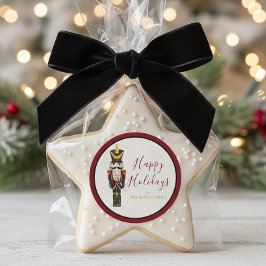 くるみ割り人形 水彩画 クリスマス ホリデー 赤 ラウンドシール