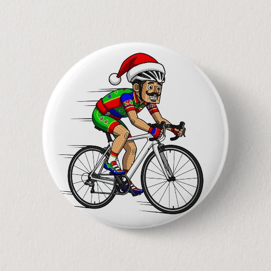 くるみ割り人形 自転車 クリスマス サイクリング Xmas スポーツ 缶バッジ (正面)