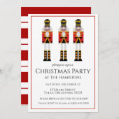 くるみ割り人形 赤いラインのクリスマスパーティー招待状 招待状 (正面/裏面)