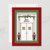 くるみ割り付きのクリスマスドア シーズンポストカード (正面/裏面)