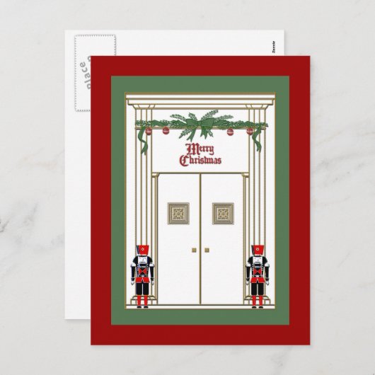 くるみ割り付きのクリスマスドア シーズンポストカード (正面/裏面)