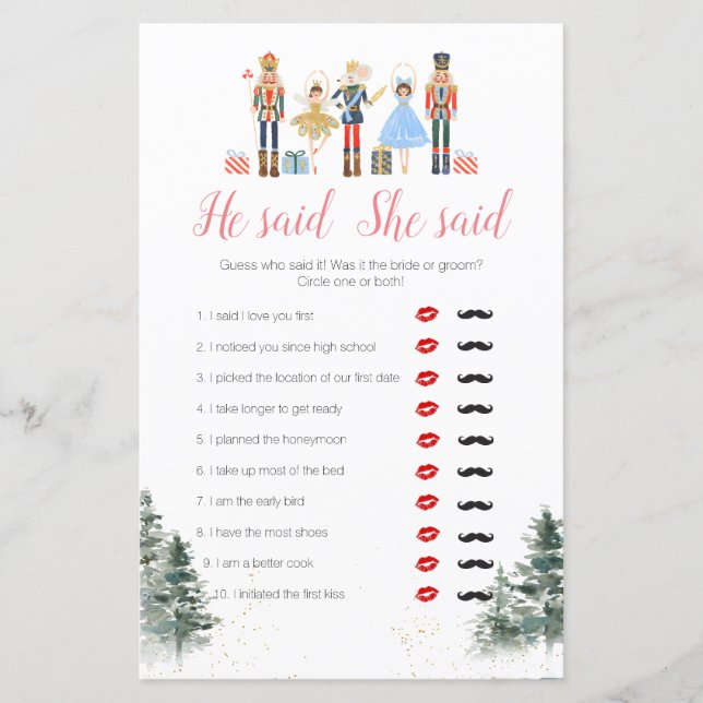 くるみ割り休日ブライダルシャワー彼は彼女が言った (正面)