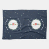 くるみ割り伝統的植物性の青いクリスマス キッチンタオル (横)