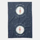 くるみ割り伝統的植物性の青いクリスマス キッチンタオル (縦)