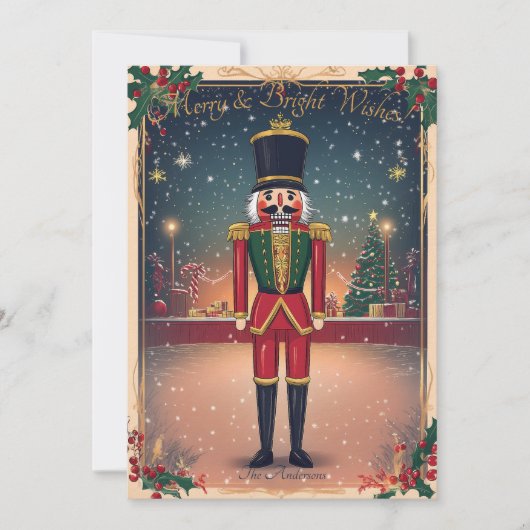 くるみ割り兵士とビンテージクリスマスカード 招待状 (正面)
