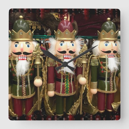 くるみ割り兵士のクリスマス スクエア壁時計 (正面)