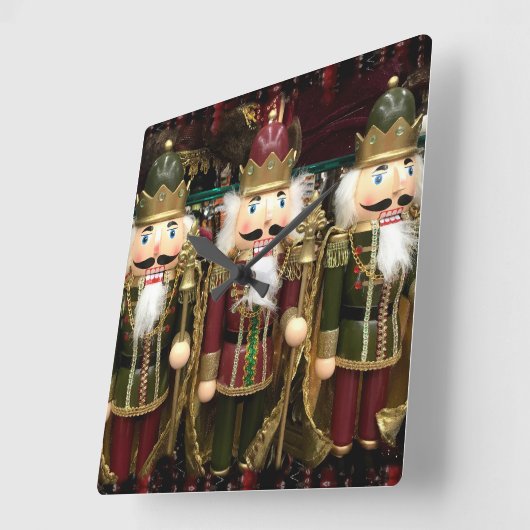 くるみ割り兵士のクリスマス スクエア壁時計 (傾斜)