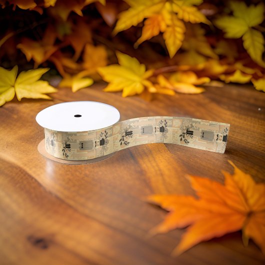 くるみ割り兵士グレーピーチパステル サテンリボン