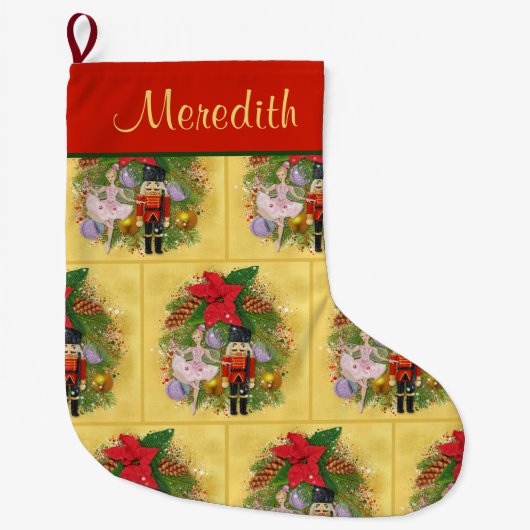 くるみ割り兵士シュガープラム妖精クリスマスクリスマス ラージクリスマスストッキング (正面)