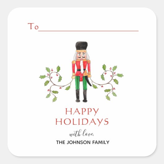 くるみ割り兵士ハッピーホリデーギフト スクエアシール (正面)