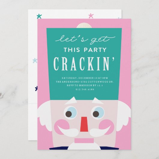 くるみ割り兵隊のホリデーパーティー招待状 招待状 (正面/裏面)