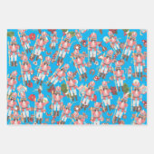 くるみ割り写真顔おもしろいクリスマス ラッピングペーパーシート (正面3)