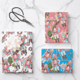 くるみ割り写真顔おもしろいクリスマス ラッピングペーパーシート