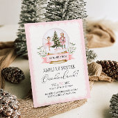 くるみ割り冬のオネダーランドピンク1歳の誕生日 招待状