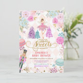 くるみ割り冬クリスマススノーフレーク赤ちゃんシャワー 招待状 (スタンド正面)