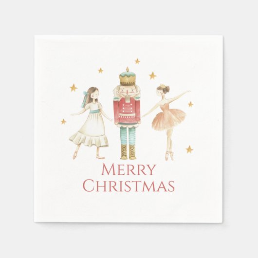 くるみ割り冬バレエのクリスマス スタンダードカクテルナプキン (正面)