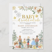 くるみ割り冬ベビーシャワー外は寒い 招待状 (正面)