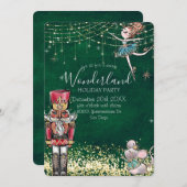 くるみ割り冬ワンダーランドクリスマスの緑 招待状 (正面/裏面)
