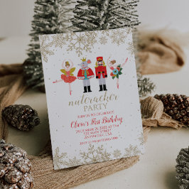 くるみ割り冬誕生日赤と金ゴールド招待状 招待状