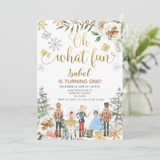 くるみ割り冬Oh何おもしろい最初の誕生日 招待状 (スタンド正面)