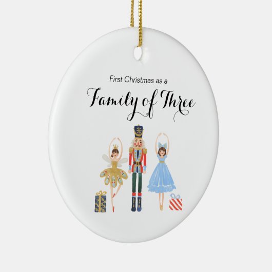 くるみ割り初めてのクリスマスを3人の家族として セラミックオーナメント (右)