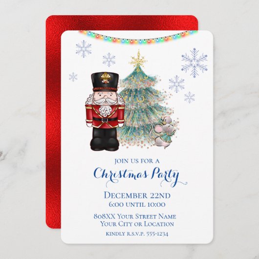 くるみ割り器とマウスキングクリスマスパーティー 招待状 (正面/裏面)