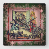 くるみ割り器とマウスキングヴィンテージ スクエア壁時計 (正面)