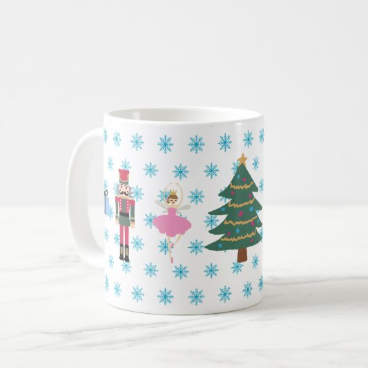 くるみ割り器はそれを雪クリスマスコーヒージャーマグカップ コーヒーマグカップ (正面左)