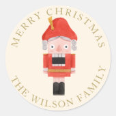 くるみ割り家族かわいいメリークリスマスホリデー ラウンドシール (正面)