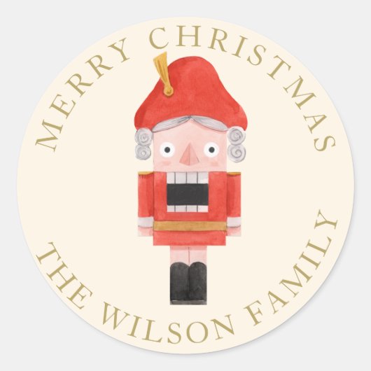 くるみ割り家族かわいいメリークリスマスホリデー ラウンドシール (正面)