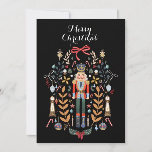 くるみ割り家族の写真クリスマスカード 招待状 (正面)