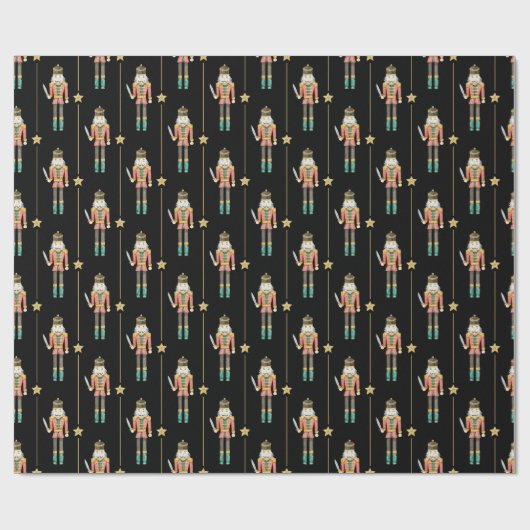 くるみ割り星スターズストライプブラッククリスマス ラッピングペーパー (フラット)