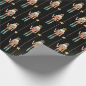 くるみ割り星スターズストライプブラッククリスマス ラッピングペーパー (角)