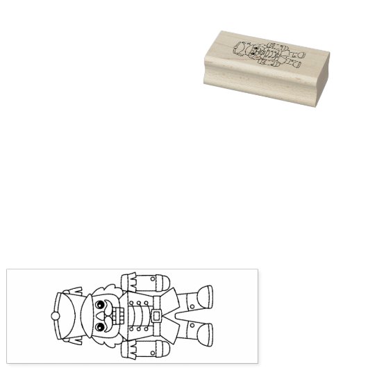 くるみ割り材アウトラインのクリスマスウッド ラバースタンプ (押印)