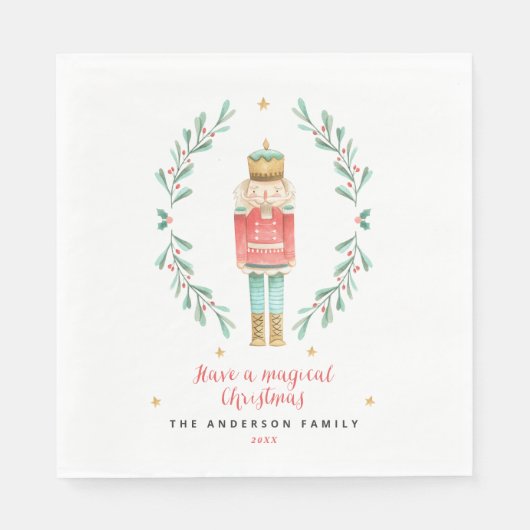 くるみ割り水の色の植物性かわいいクリスマスポス スタンダードランチョンナプキン (正面)