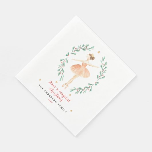 くるみ割り水の色の植物性かわいいクリスマスポス スタンダードランチョンナプキン (角)