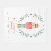 くるみ割り水の色の植物性かわいいクリスマスポス フリースブランケット (正面(横))