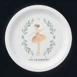 くるみ割り水の色の植物性かわいいクリスマスポス ペーパープレート<br><div class="desc">くるみクラッカー水色植物性かわいいクリスマスフェスティバル休日デザイン</div>