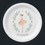 くるみ割り水の色の植物性かわいいクリスマスポス ペーパープレート<br><div class="desc">くるみクラッカー水色植物性かわいいクリスマスフェスティバル休日デザイン</div>