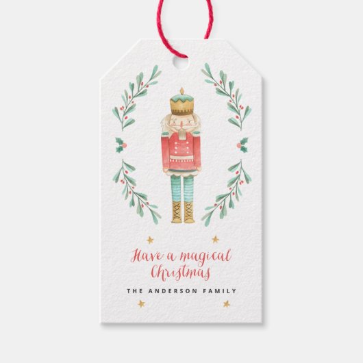 くるみ割り水色植物性かわいいクリスマス ギフトタグ (正面)